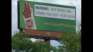 cancer project billboard hot dogs